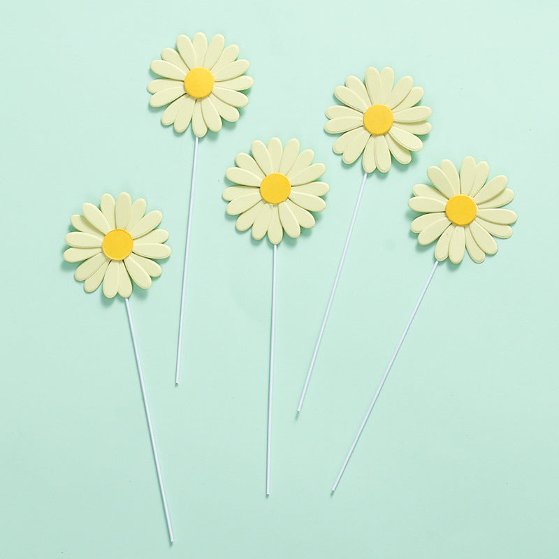 Ins Style Daisy Cake Toppers, Dessert Table Decorations, Cake Picks for Birthday Party Decor