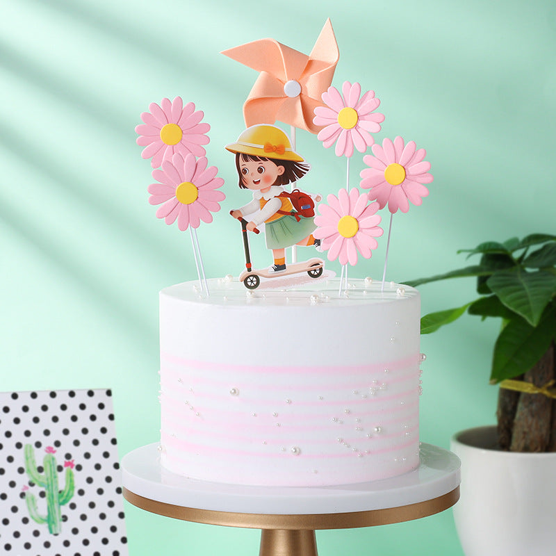 Ins Style Daisy Cake Toppers, Dessert Table Decorations, Cake Picks for Birthday Party Decor