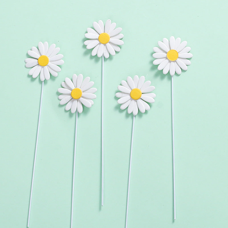 Ins Style Daisy Cake Toppers, Dessert Table Decorations, Cake Picks for Birthday Party Decor
